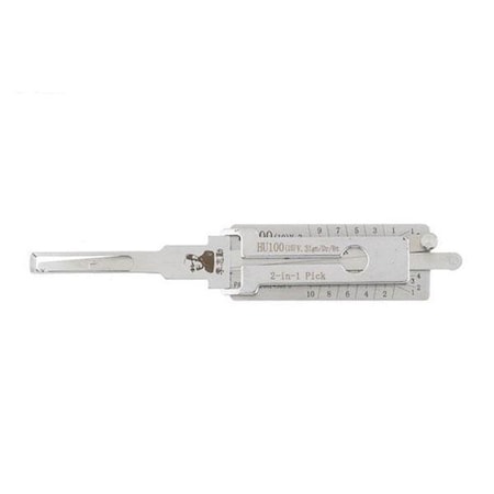 Original Lishi ORIGINAL LISHI: HU100 (8 Cuts) GM B116 2-In-1 Pick- Ignition / Door / Trunk - AG OLS-HU100-8CUT-AG